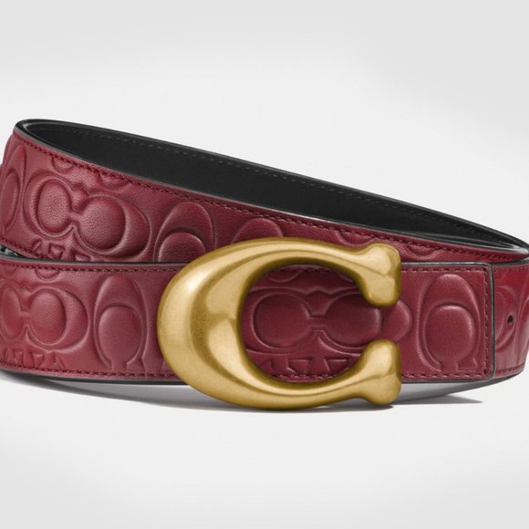 Coach Accessories - Coach Sculpted Signature Reversible Belt Wine